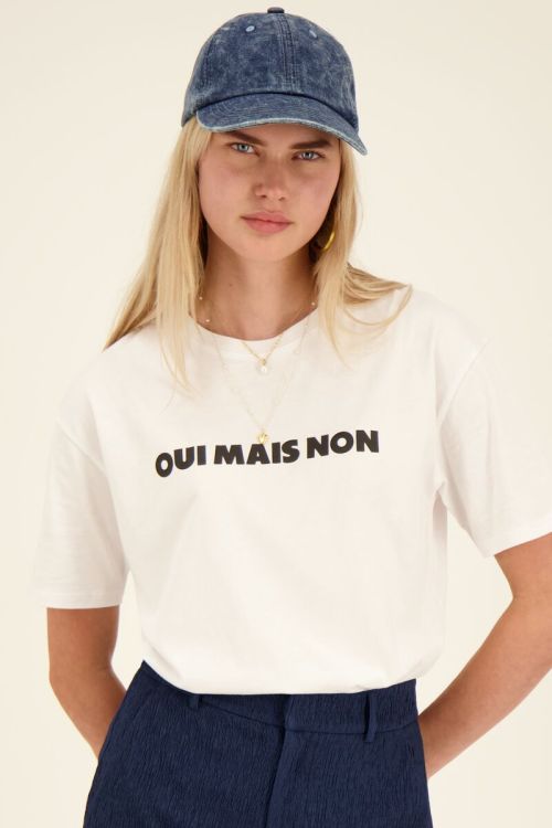Donkerblauwe denim pet au revoir