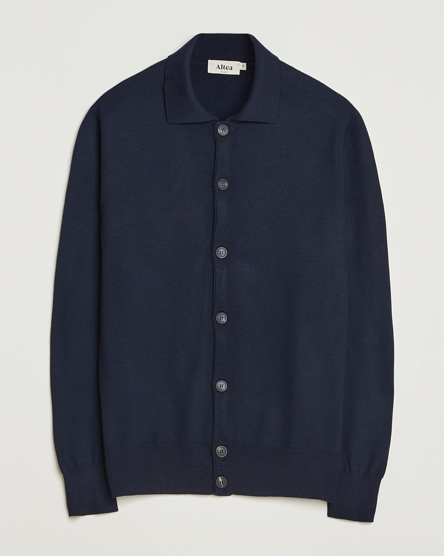 Altea Merino Wool Cardigan Navy