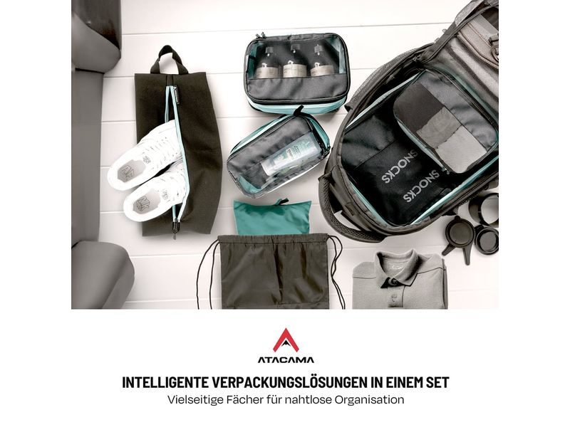 Atacama Premium Kompressions Packwürfel - 6er-Set Schwarz Reisewürfel