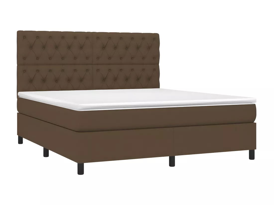 Sommier tapissier matelas et LED Marron foncé 160x200 cm Tissu