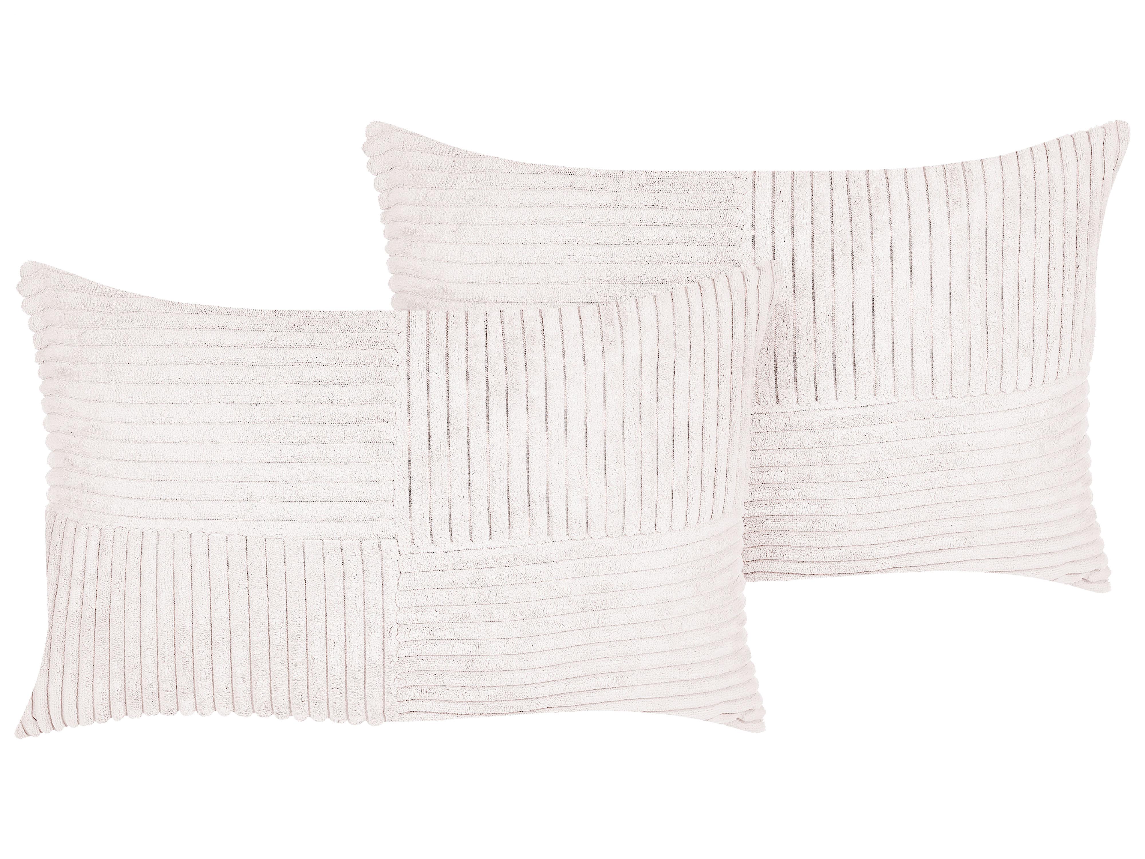 Set van 2 sierkussens MILLET Corduroy 30 x 50 cm Gebroken wit geometrisch patroon