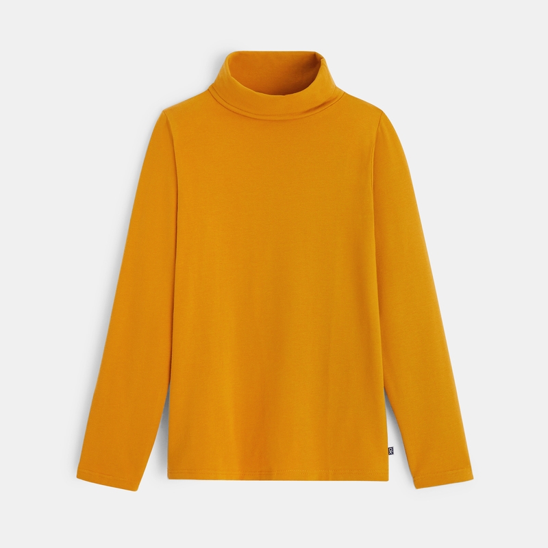 T-shirt col roulé manches longues jaune garçon