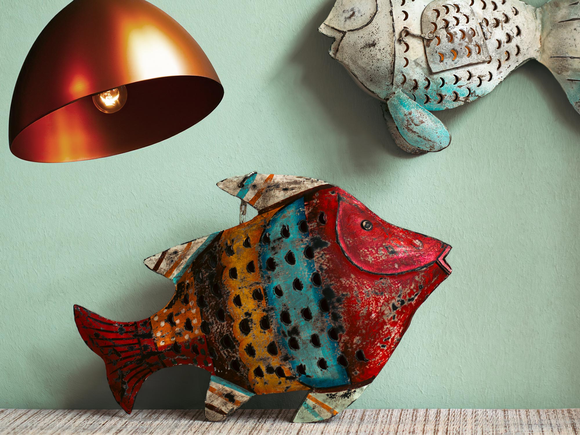 Hängelaterne 'Poisson', multicolor, B 54 cm, H 35 cm, L 13 cm von fischer's lagerhaus