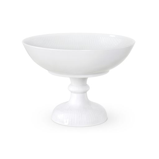 Royal Copenhagen Hvid Riflet Skål På Fod, Ø21 cm