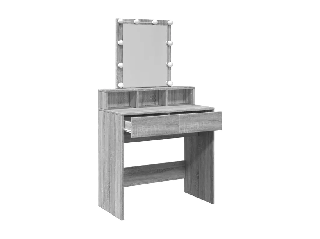 Coiffeuse avec LED sonoma gris 80x41x144,5 cm