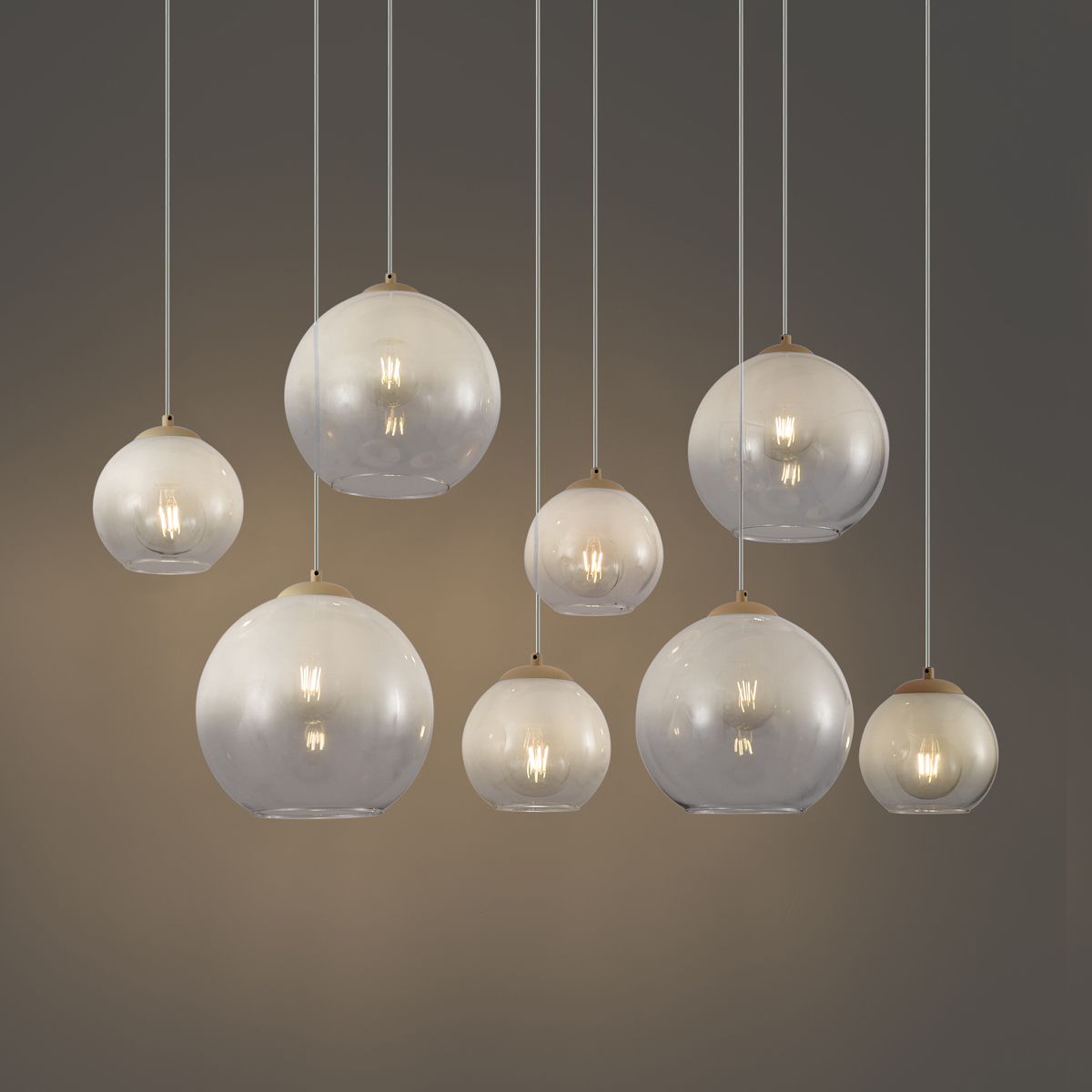 Art Deco hanglamp beige met wit glas 8-lichts - Sandra