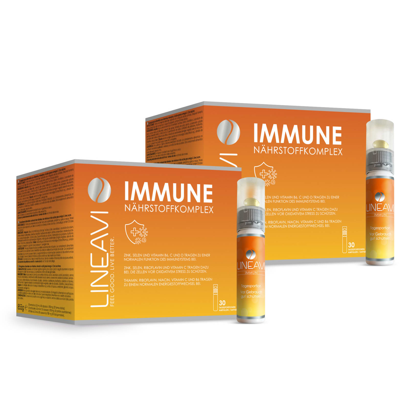 LINEAVI Immun 2-Monatspackung (2x30 Trinkfläschchen + 2x30 Omega 3 Kapseln)