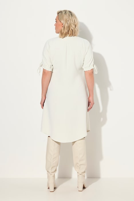 Minikleid, Krepp, Oversized, V-Ausschnitt, Halbarm