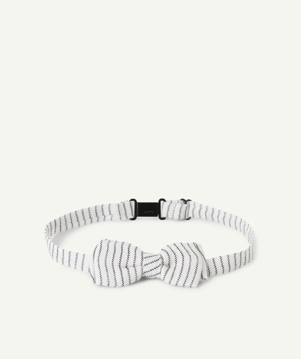 LE NOEUD PAPILLON BLANC RAYÉ GARÇON