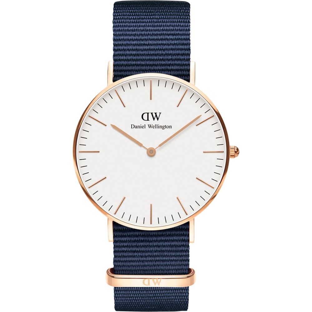 Montre à quartz - Acier inoxydable or rose & polyester - Femme
