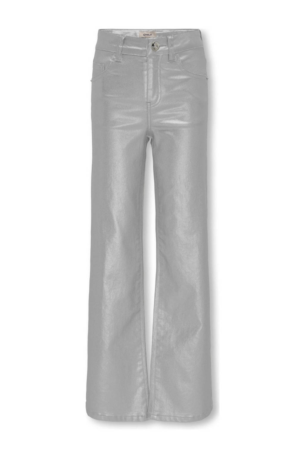 ONLY coated wide leg broek KOGJUICY zilver metallic