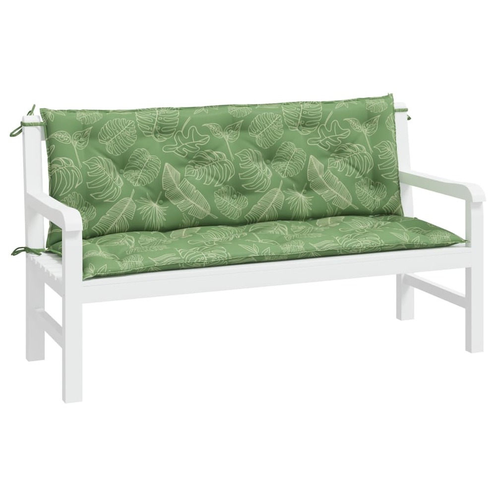Coussins de banc de jardin lot de 2 motif de feuilles tissu