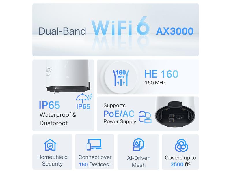 TP-Link Mesh-System Deco X50-Outdoor Einzeladapter AX3000 Outdoor WiFi 6 Mesh-System