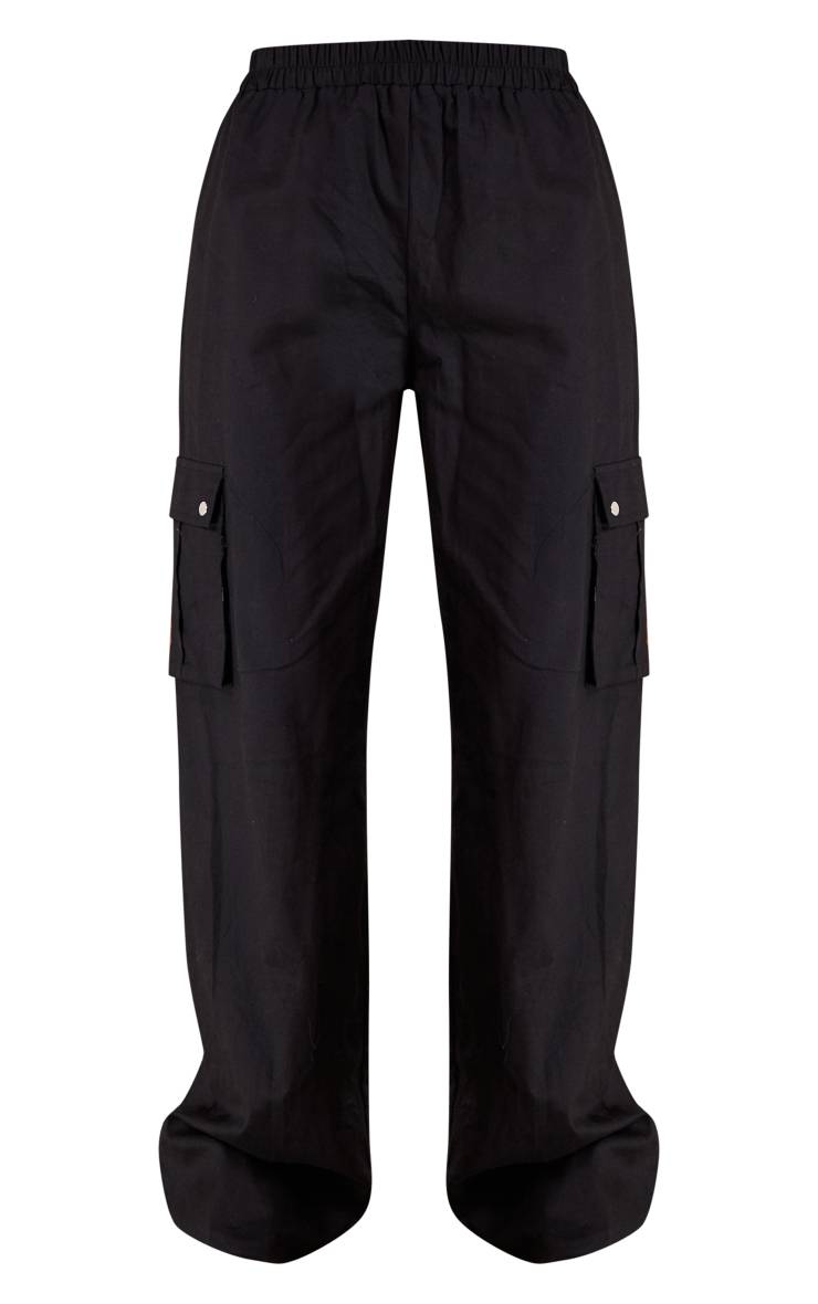 Noir Pantalon Cargo Taille Haute Coupe Large Kaki