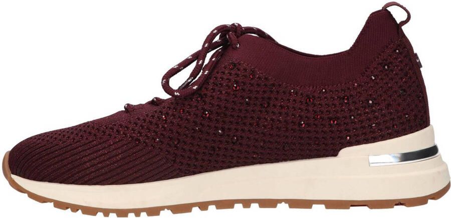 La Strada knitted sneakers met strass aubergine