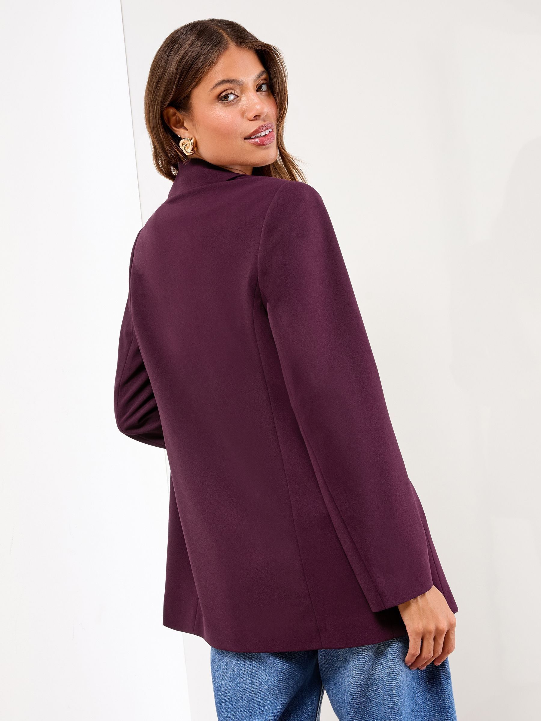 Bordeauxrood - Lipsy - Relaxte lange maatsnitblazer