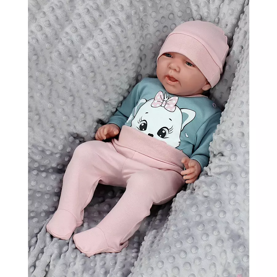 TupTam Baby Bekleidungsset Langarmbody Hose Mütze3 teilig rosagrün