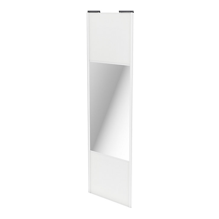 Porte de placard coulissante avec miroir blanc profil blanc GoodHome Arius H. 248,5 x L. 77.2 cm + amortisseurs