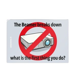 (74x74mm) Lustiger Sticker Wasserfester Aufkleber Meme Abziehbild für Auto / Koffer / Laptop / Spiegel (056.00) - Beamer breaks down