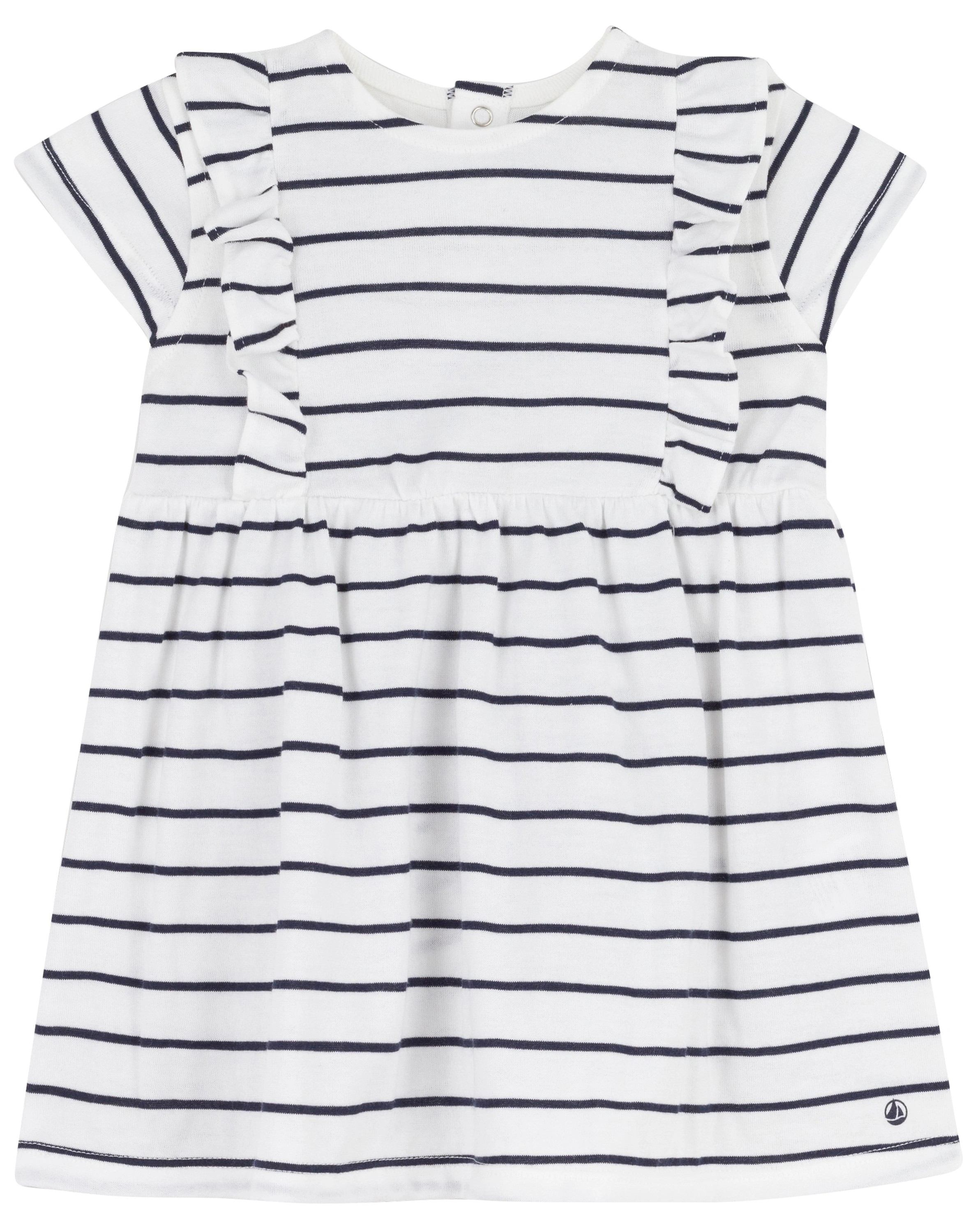 Kurzarm-Kleid BASA gestreift in marshmallow/smoking
