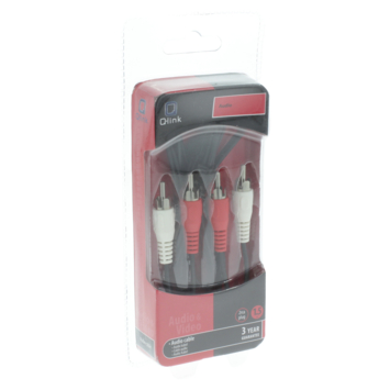Q-Link tulp kabel 2RCA/2RCA male-male 1.5 meter rood/wit