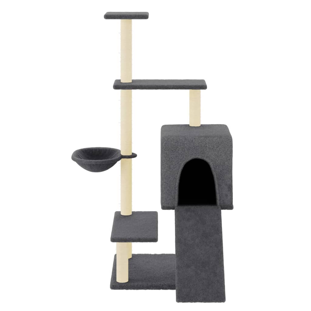 Arranhador para gatos vidaXL com hastes de sisal cinza escuro, 130,5 cm
