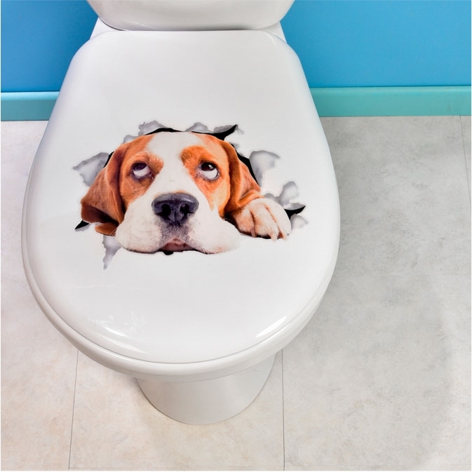 Lot de 2 stickers WC chat et chien