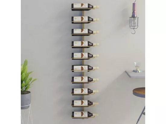 Casier à vin mural pour 10 bouteilles Doré Fer