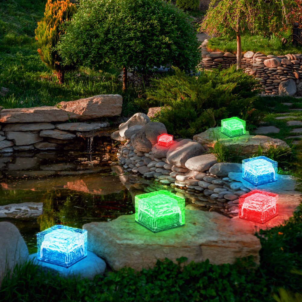 Farbwechsel Solarleuchte im Eiswürfel Design für den Garten