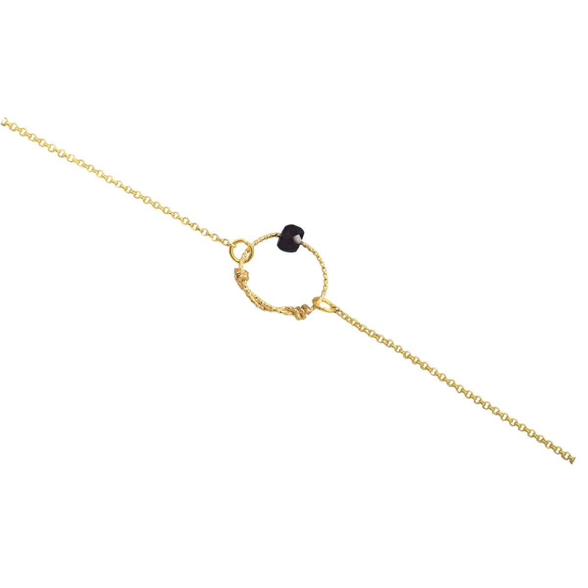 Bracelet  Anneau  orné de perle de quartz fumé
