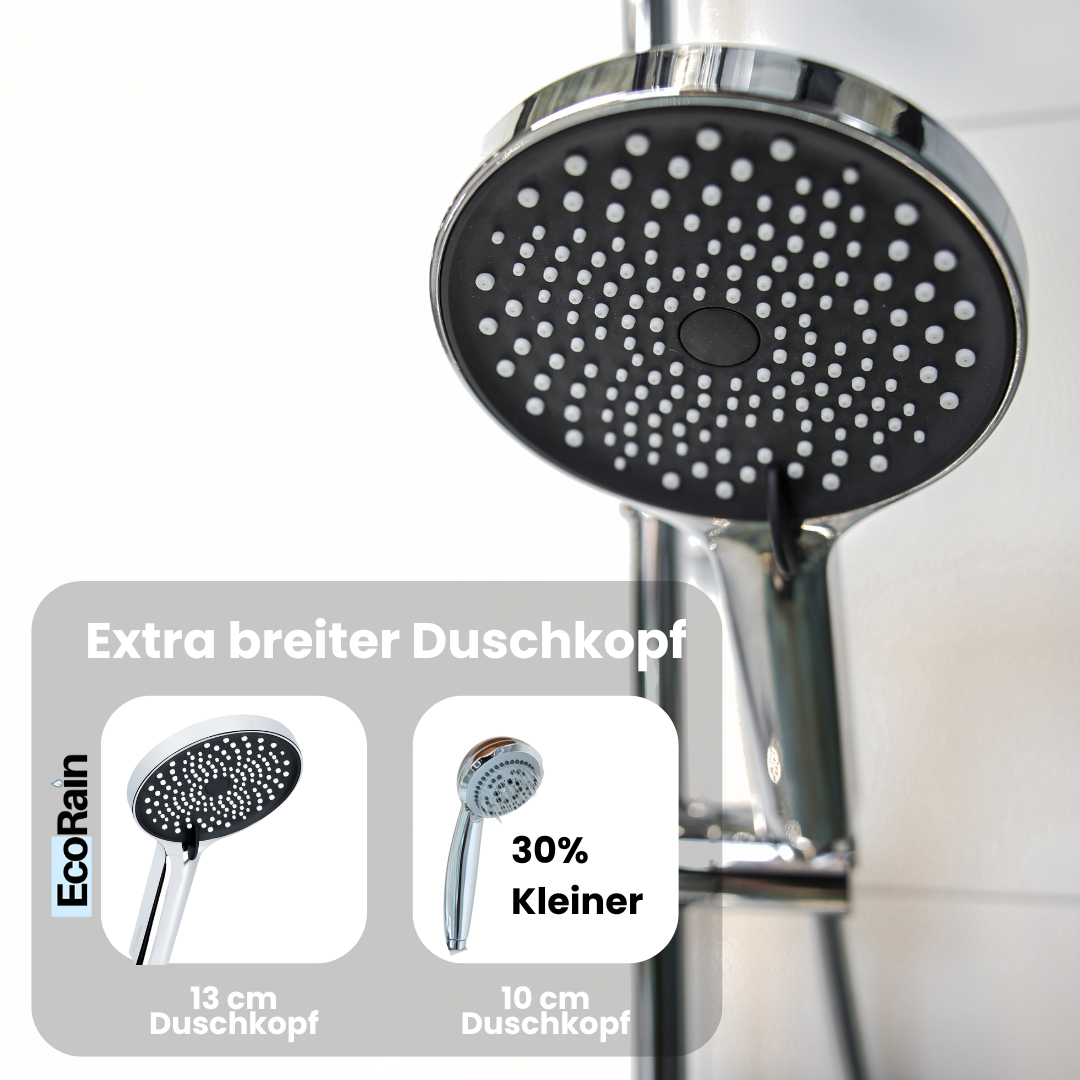 EcoRain Waterbesparende Regendoucheset Melvin XL 30 cm Chroom zonder Thermostaatmengkraan - 30% Waterbesparing - Moderne Regendoucheset - Handdouche 13 cm - Universele Douchekop - Antikalk Douchekop