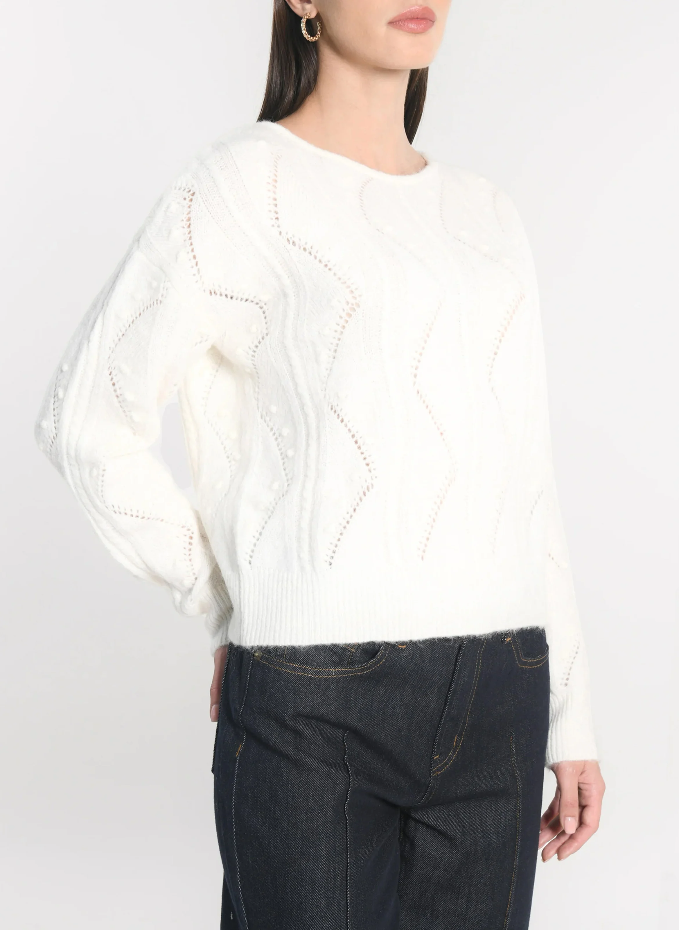 MONICA - Pull oversize col rond | Blanc