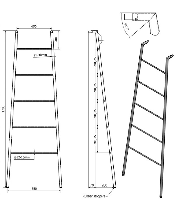 Sapho Industrial stalen ladder 55x170cm wit