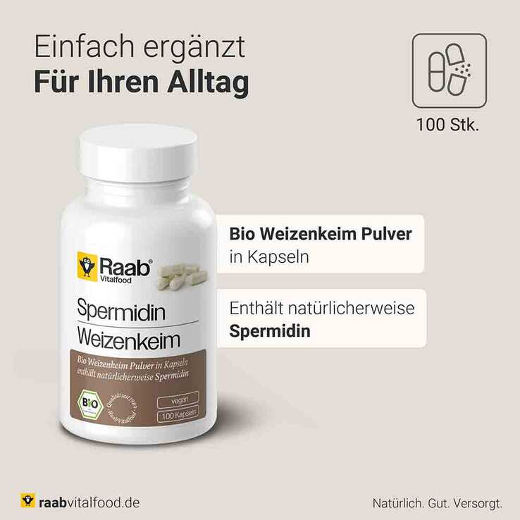 Raab Vitalfood Spermidin Bio Kapseln, 100 St