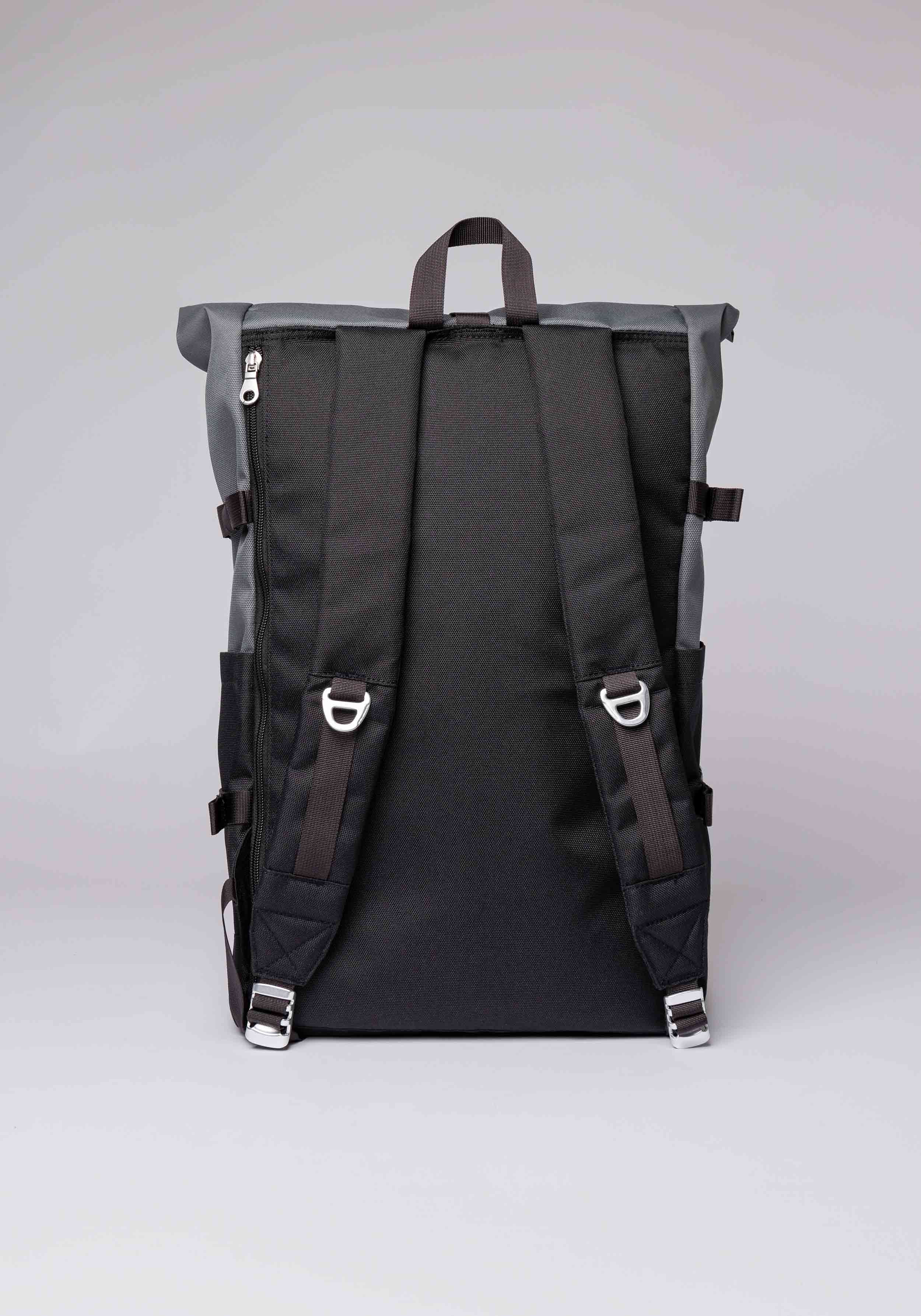 Sandqvist Rucksack Icon Rolltop Backpack L Multi Dark with Black Leather