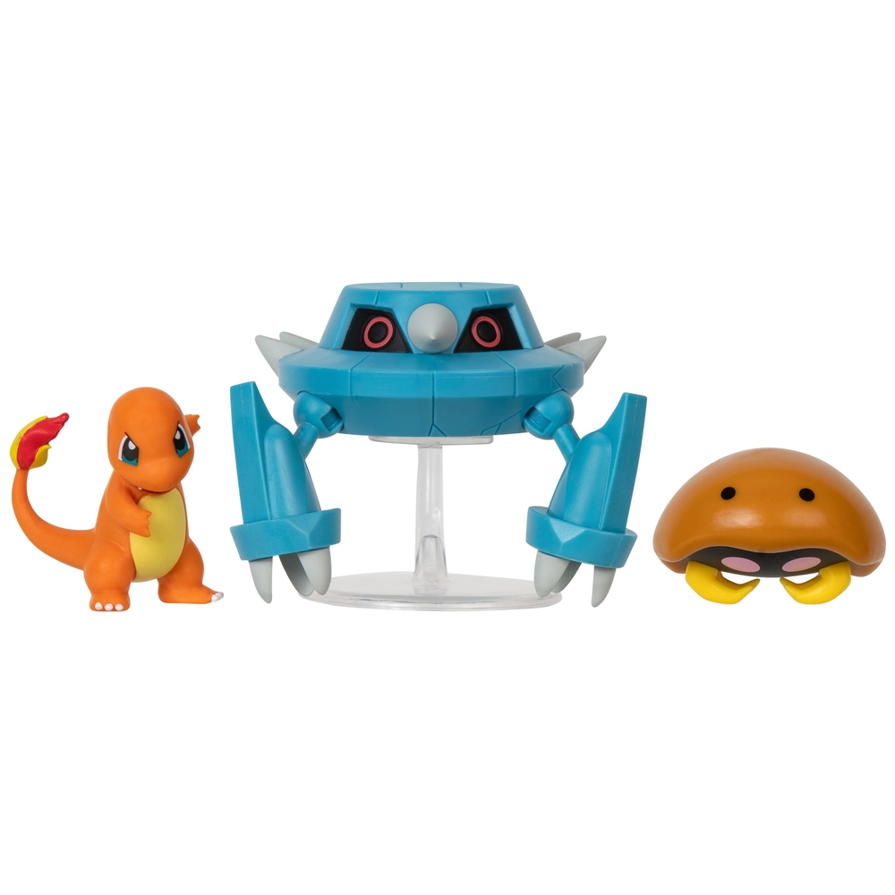 Pokémon-Kampffiguren-3er-Pack – Charmander Kabuto Metang