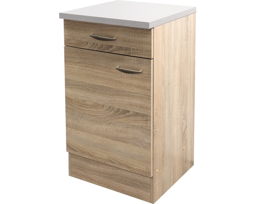 Flex Well onderkast met lade en draaideur Oslo BxDxH 50 x 50 x 85 cm Sonoma eiken mat gedemonteerd scharnier omkeerbaar (links of rechts te monteren)