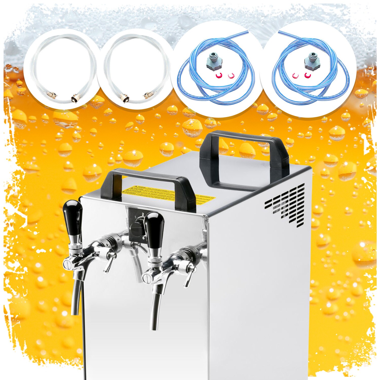 Komplett Set Zapfanlage Kontakt 40/K Bierzapfanlage 2-leitig Trockenkühlgerät aus Edelstahl, 50 Liter/h, mit Membranpumpe, Green Line, Zapfkopf:Kombi,Zapfkopf 2:Kombi
