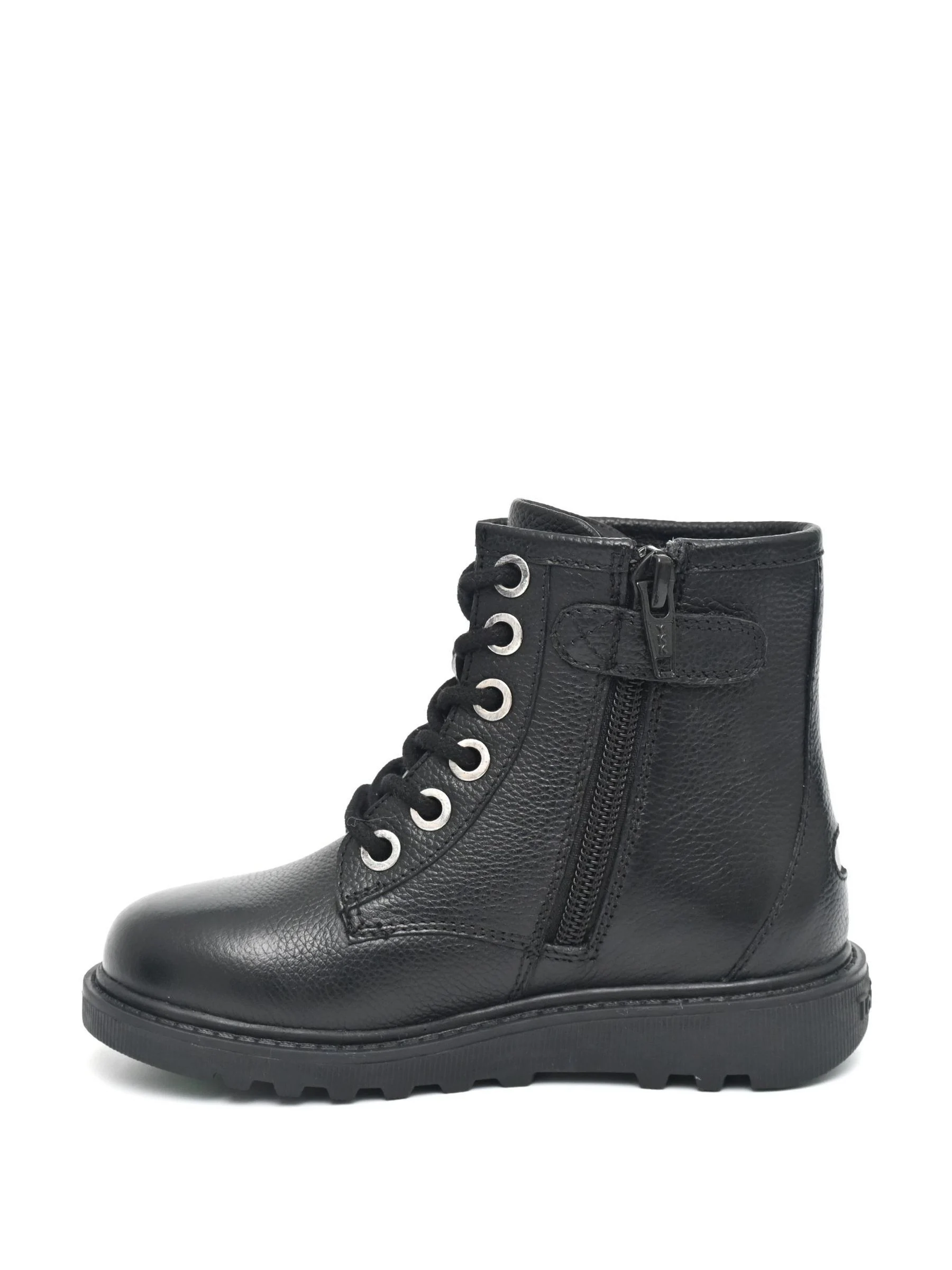 ToeZone Storm zwarte leren Ortholite enkelboots voor jongens