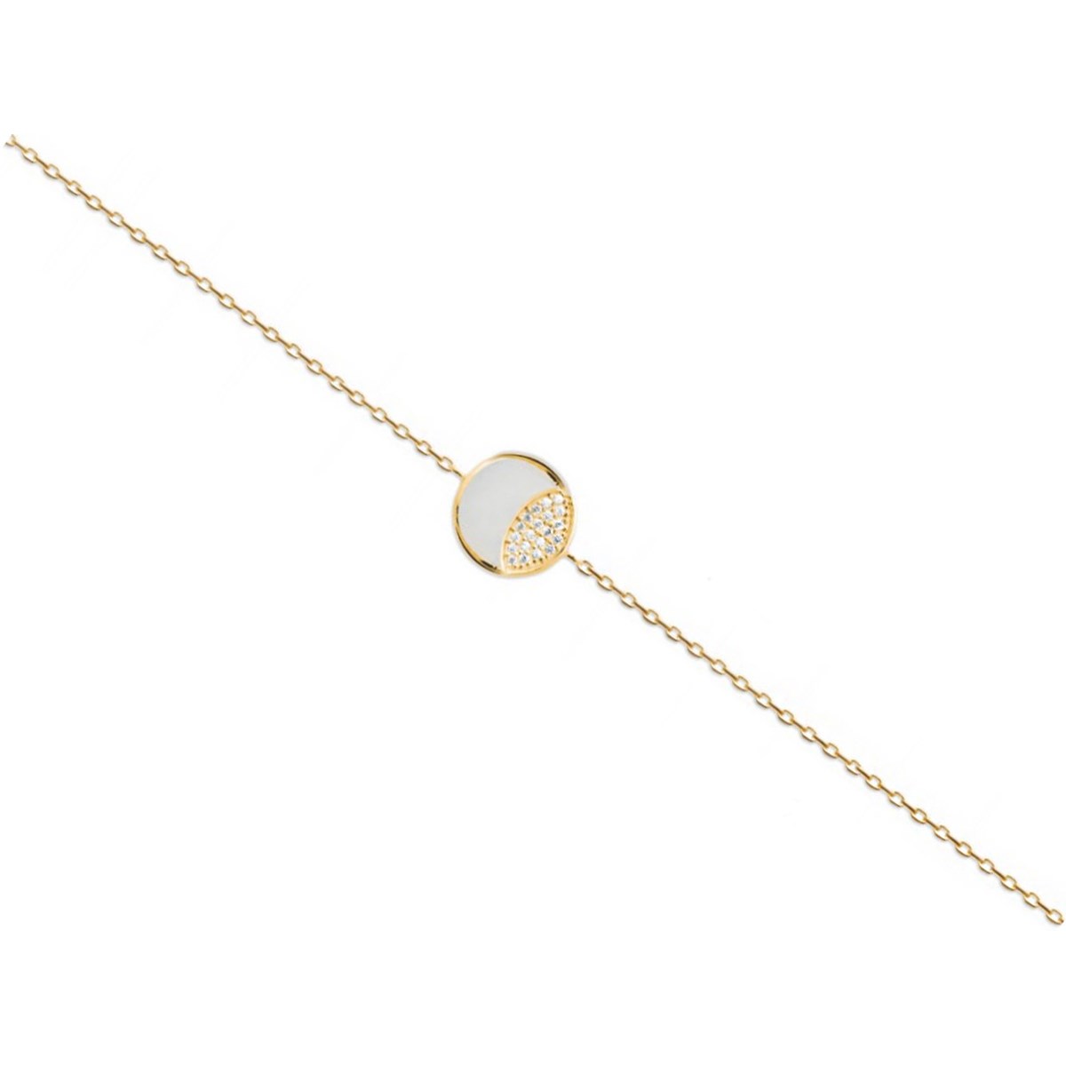 Bracelet chaîne   nacre zirconium  -Plaqué or