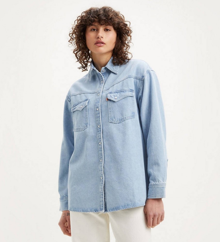 Camisa Levi's Dorsey tamanho XL azul estilo faroeste