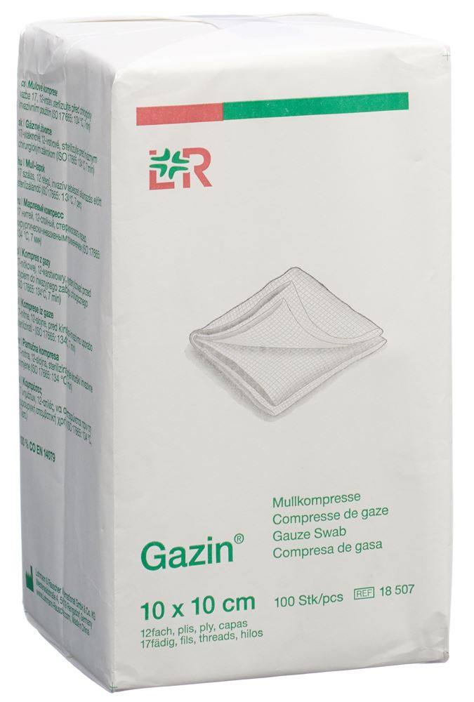 GAZIN Mullkompressen 10x10cm 12-fach unsteril 100 Stk