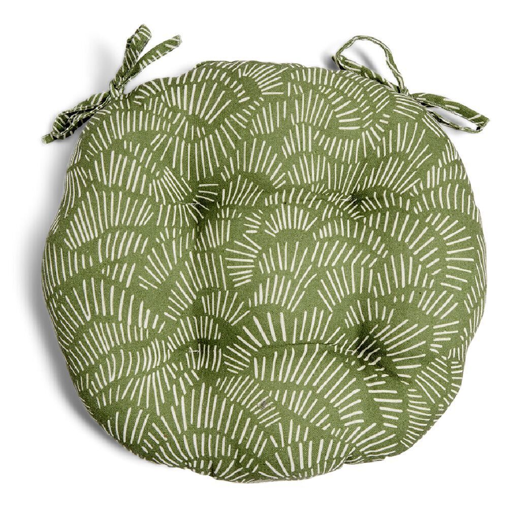 Galette de chaise ronde Ø38cm polycoton vert