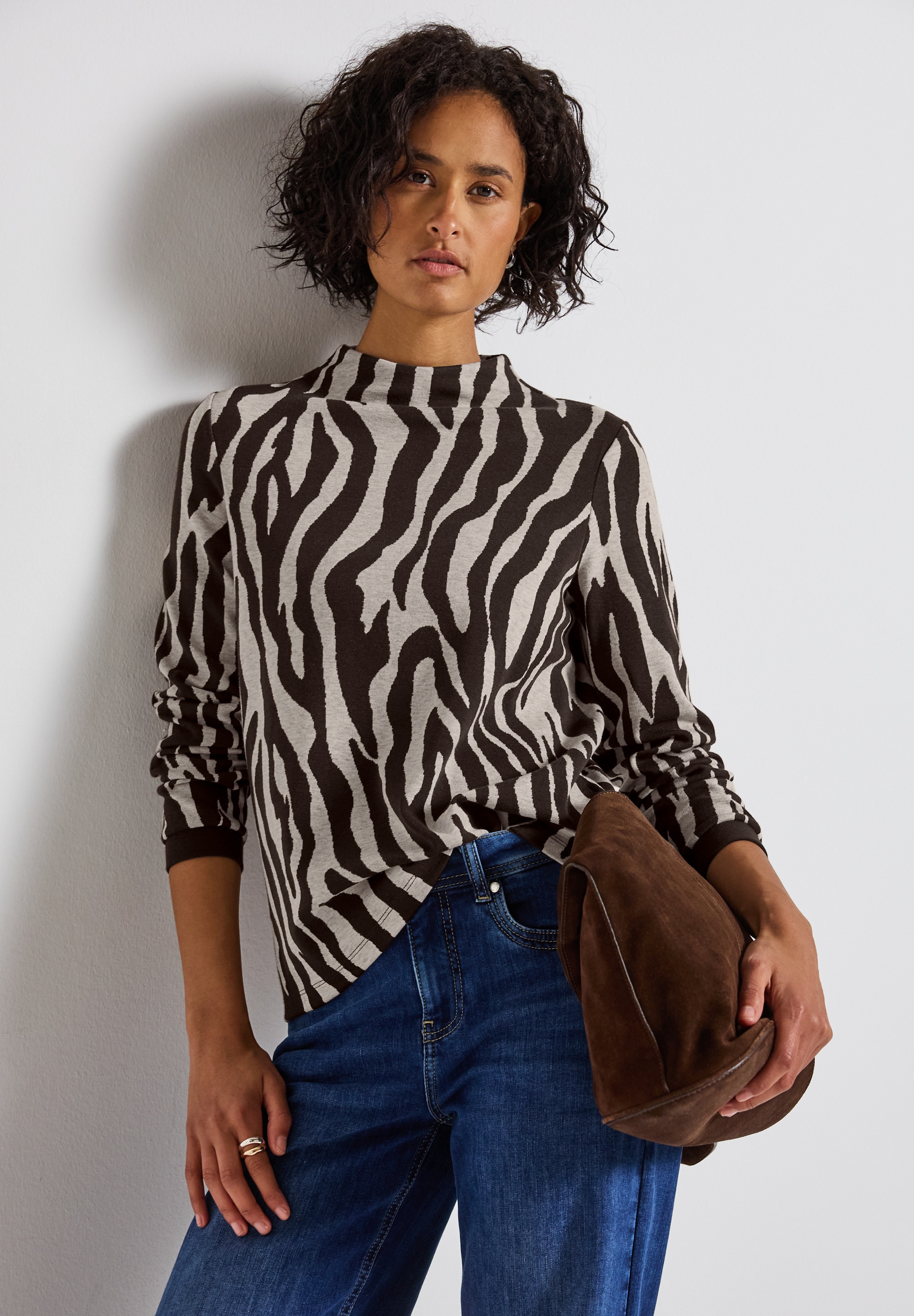 STREET ONE Rundhalspullover , mit Zebra Print, Animal Print