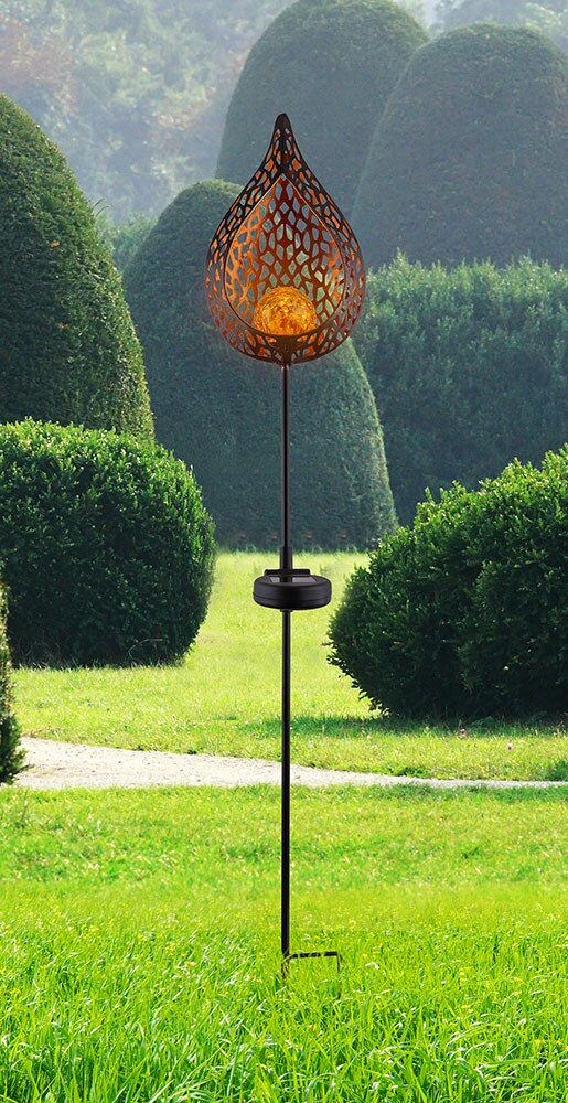 LED Solar-Steckleuchte, Flammen Design, Höhe 90 cm