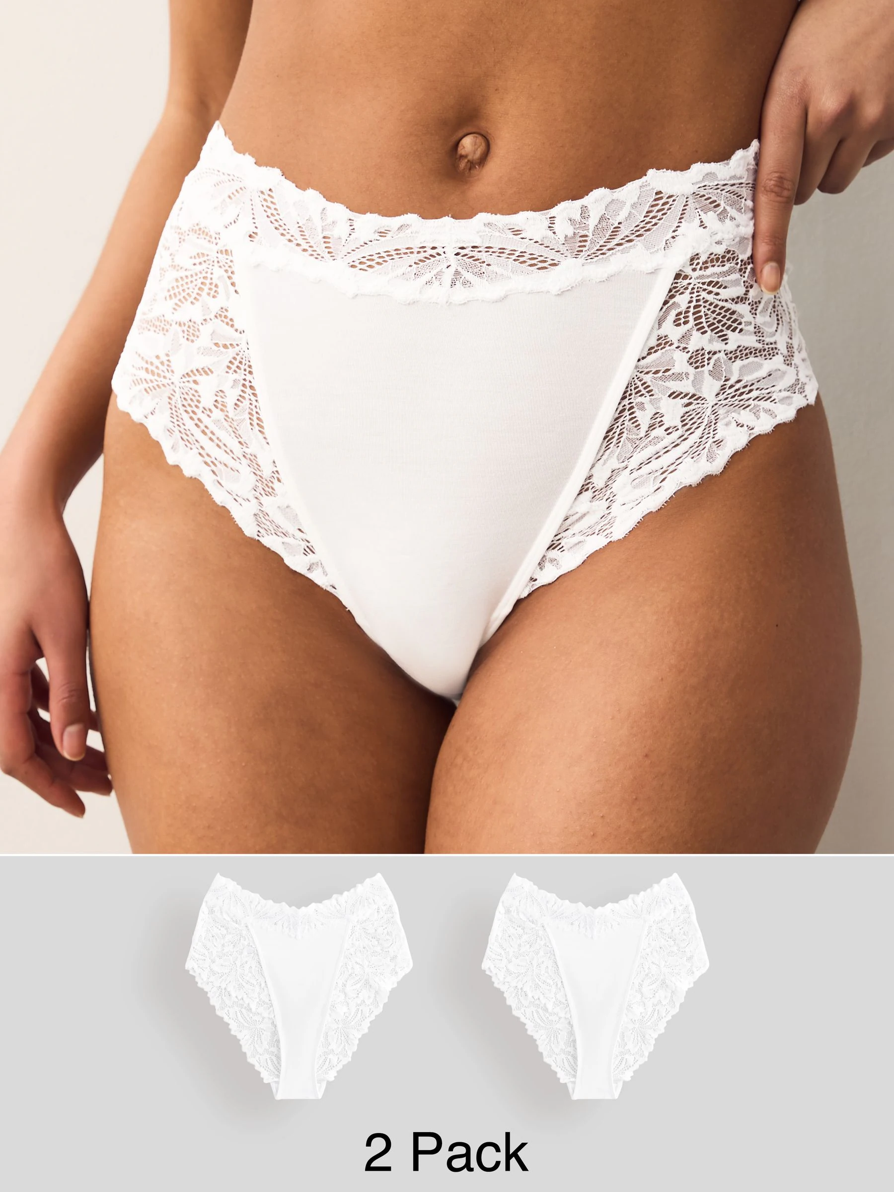 Wit - Ultimate Comfort kanten slip verpakking van 2