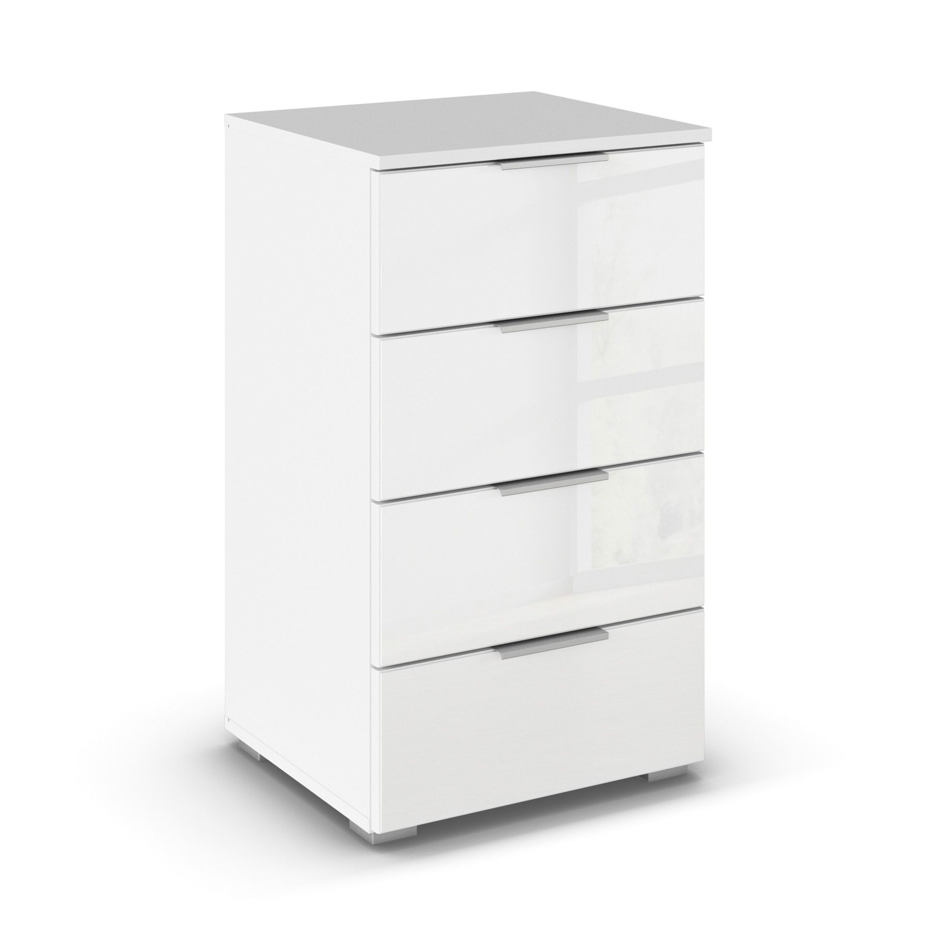 Nachtschrank - alpinweiß - mit Glasfront - 47 cm