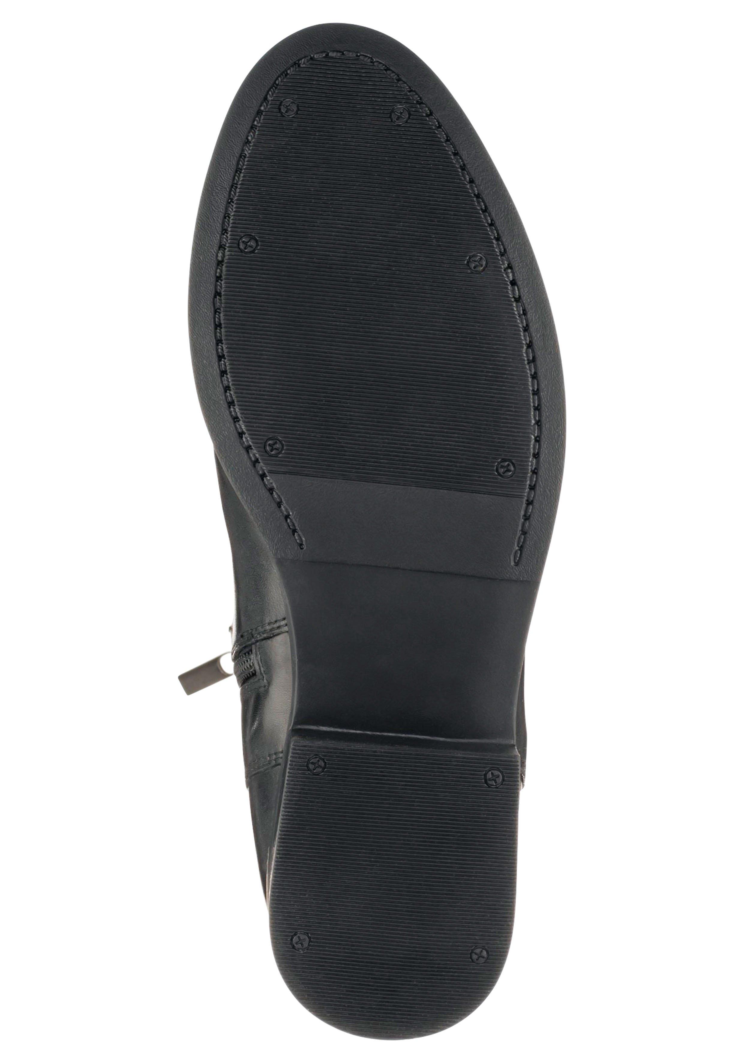 Weitschaftstiefel aus Leder mit Stretch-Einsatz