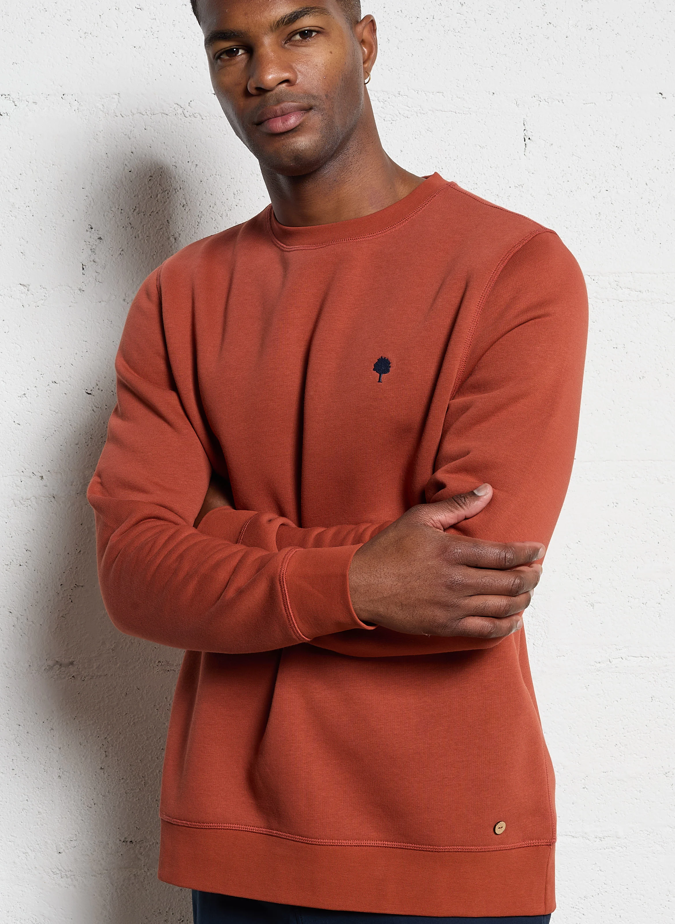 DONZY - Sweat droit col rond en coton mélangé | Rouge