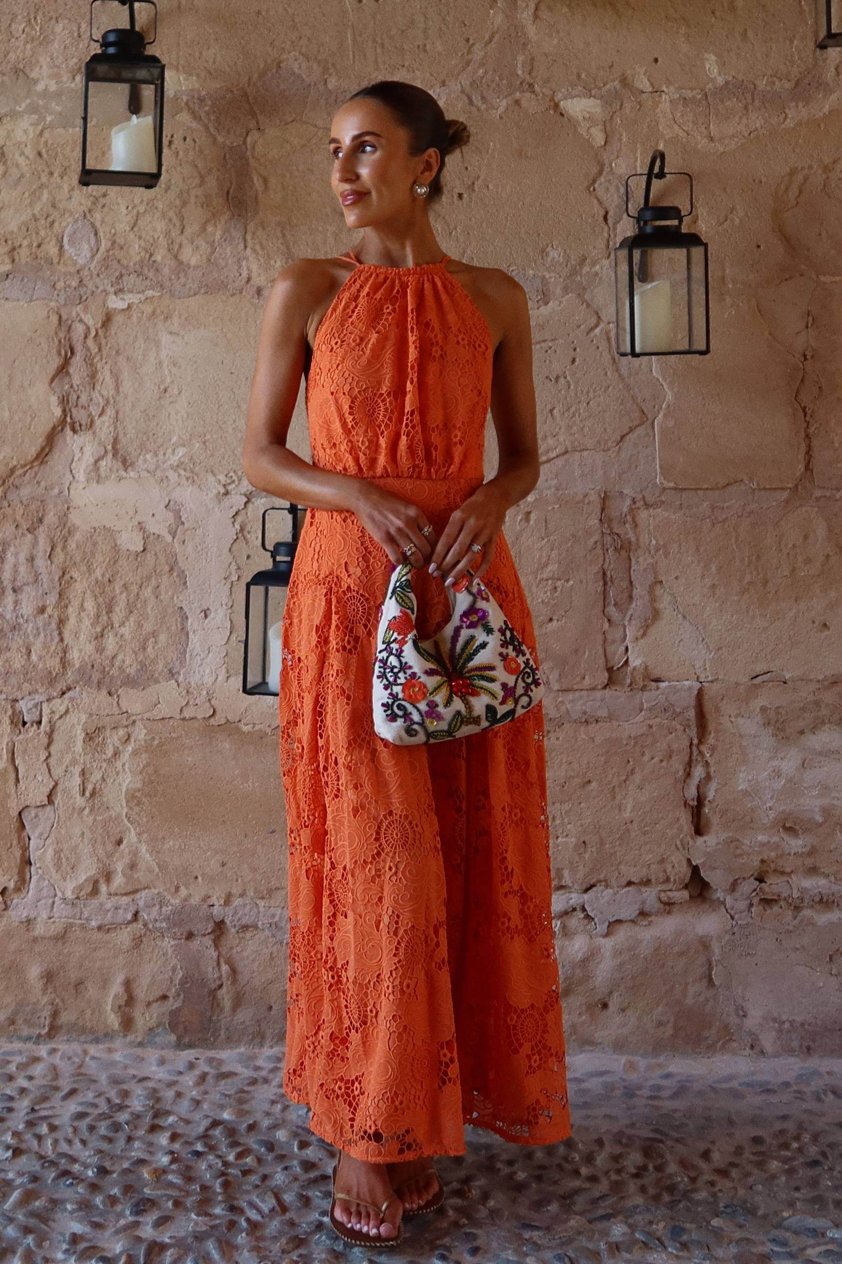 KarenMillen Robe Midi Tissée À Col Licou En Dentelle